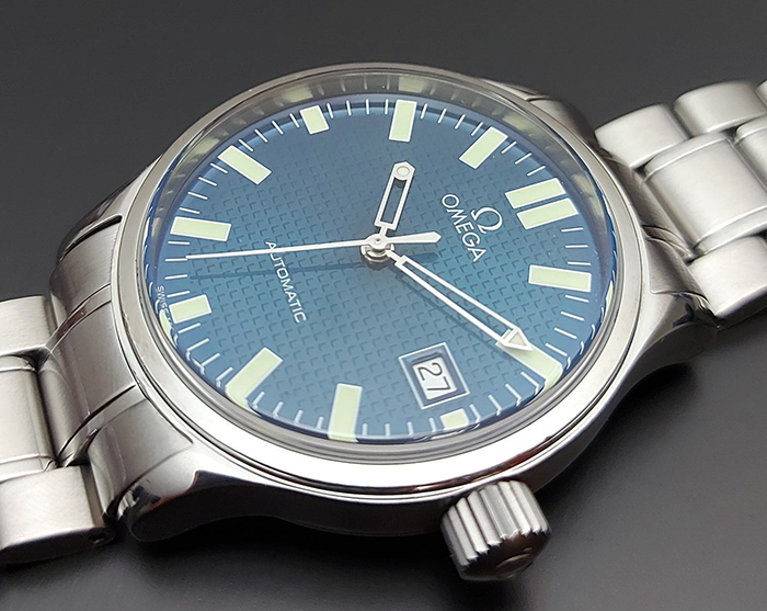 Omega Dynamic Electric Blue Waffle Dial Wristwatch Ref. 5203.81